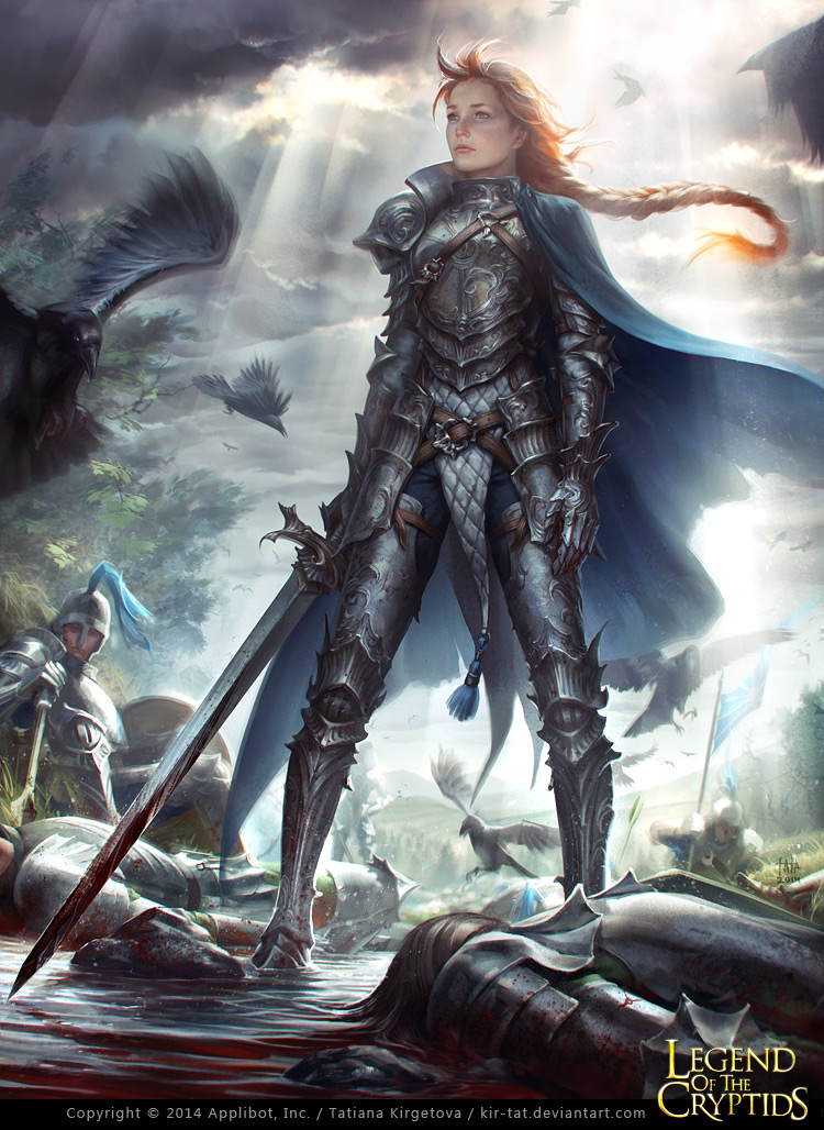 1girl, armor, battlefield, bird, blood, bloody_weapon, blue_eyes, braid