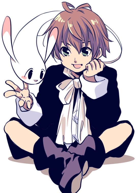 1boy, boots, bow, brown_hair, commentary, ecchan, green_eyes, loki_(matantei_loki_ragnarok)