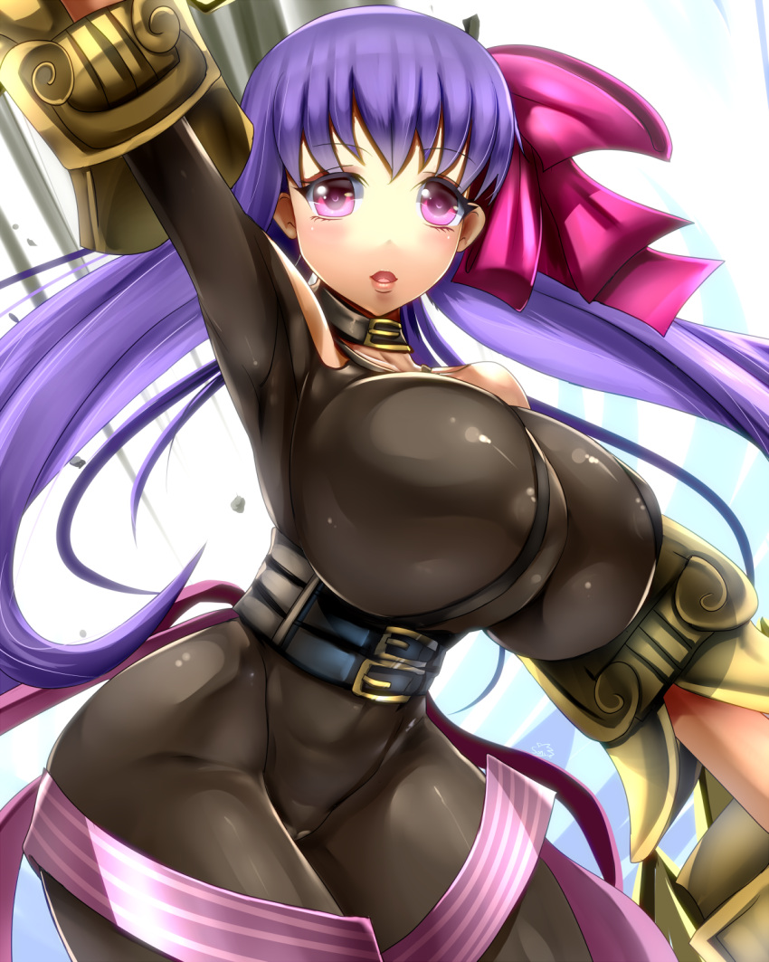 1girl, bare_shoulders, bodysuit, bow, breasts, fate/extra, fate/extra_ccc, fate_(series)