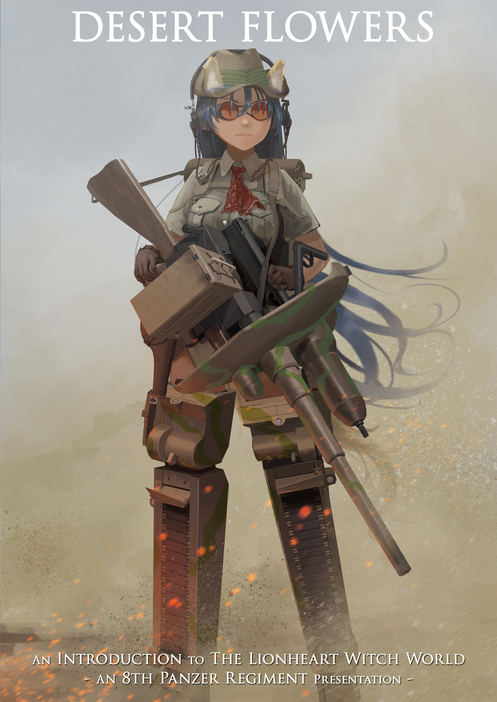 1girl, animal_ears, ascot, backpack, bag, balton, black_hair, character_request