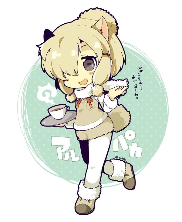 1girl, :d, alpaca_ears, alpaca_suri_(kemono_friends), alpaca_tail, animal_ears, ankle_boots, bangs