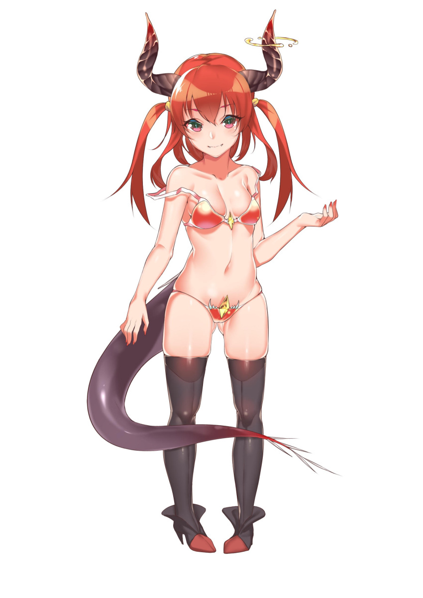 1girl, absurdres, armor, bangs, bikini, bikini_armor, black_boots, black_legwear
