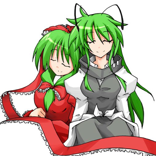 adult, antenna, antennae, closed_eyes, green_hair, hemogurobin_a1c, kagiyama_hina, long_hair