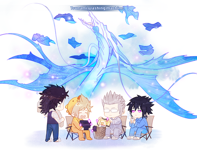 4boys, chair, coffee_mug, final_fantasy, final_fantasy_xv, folding_chair, folding_clothes, ginmu
