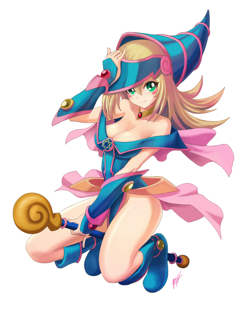 1girl, absurdres, bare_shoulders, blonde_hair, blue_boots, blush, blush_stickers, boots