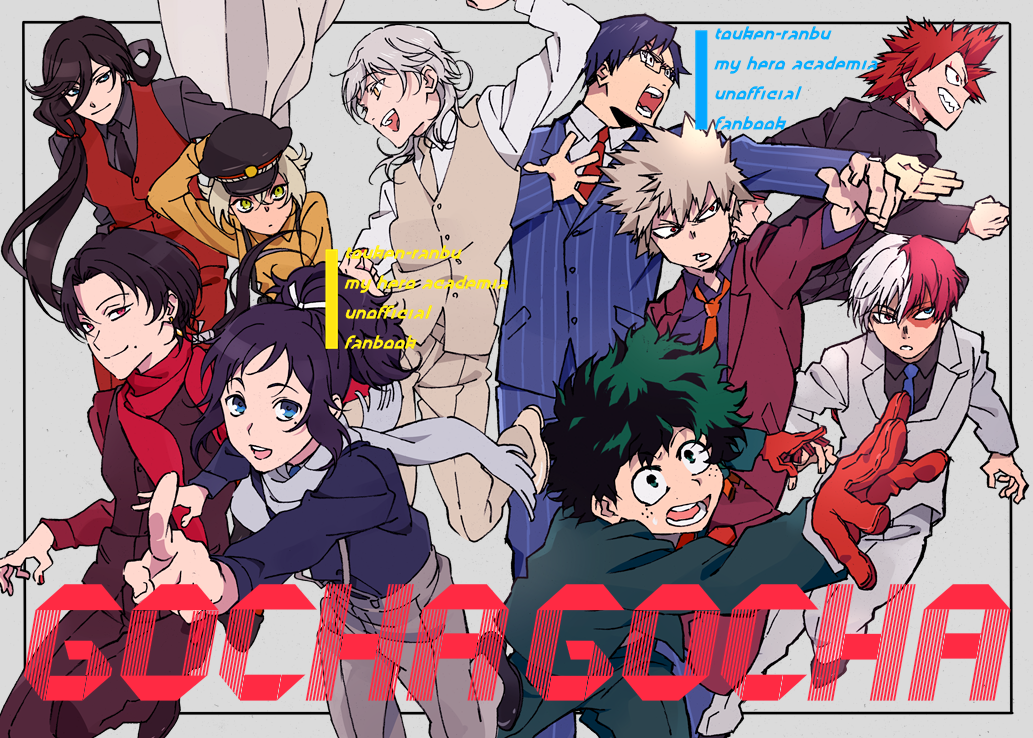 6+boys, bakugou_katsuki, black_hair, blonde_hair, blue_eyes, boku_no_hero_academia, brown_hair, cape
