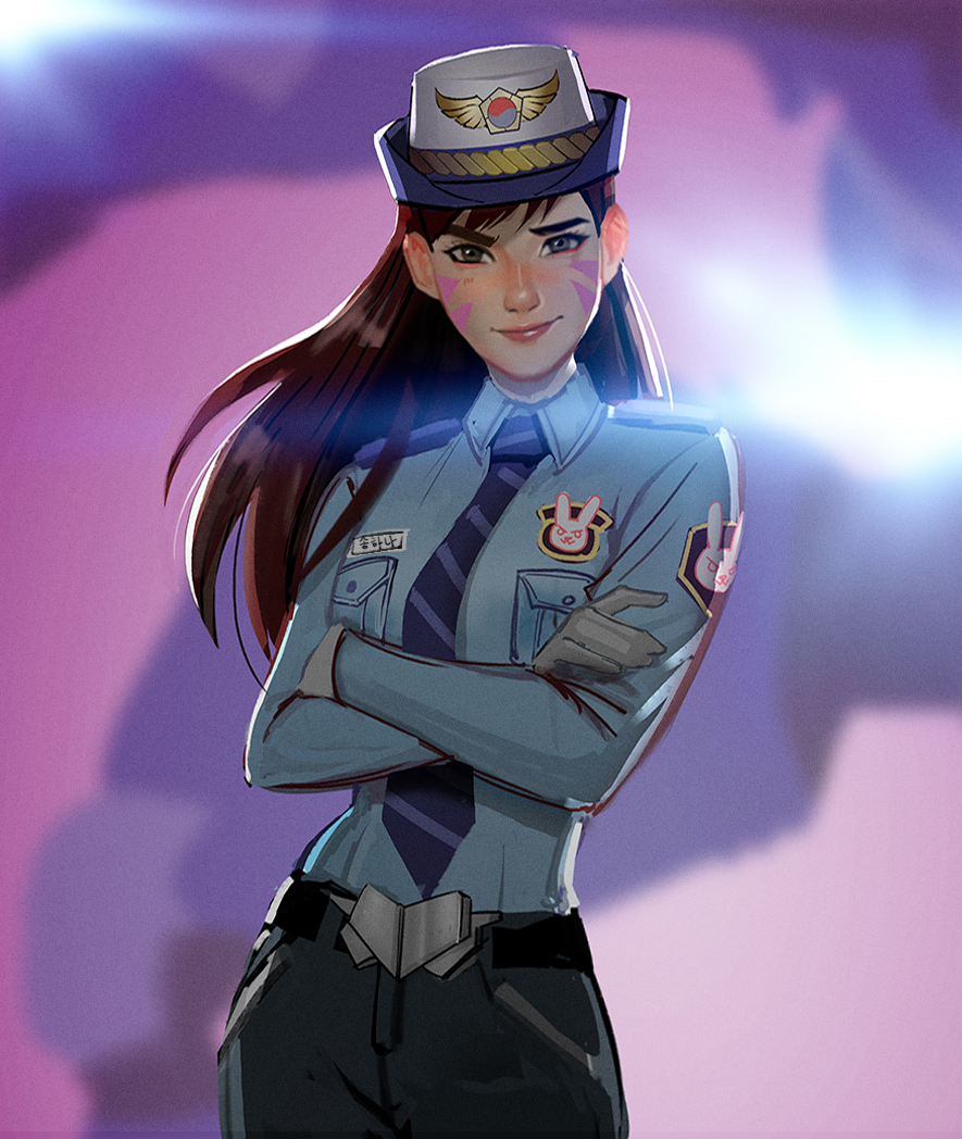 1girl, alternate_costume, animal_print, backlighting, bangs, belt_buckle, black_pants, blue_shirt
