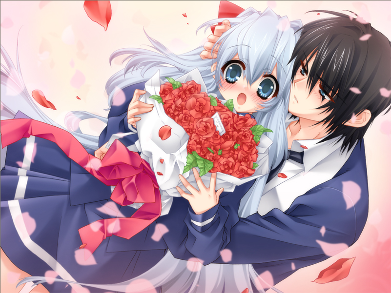 1girl, :o, ashe_(cg), ashe_(under_the_moon), black_hair, blue_eyes, blue_hair, blush