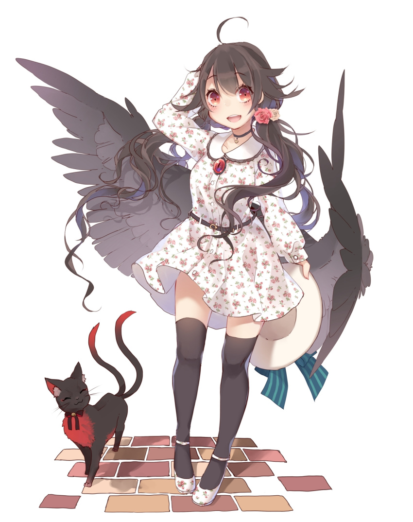 1girl, :3, :d, ^_^, ahoge, alternate_costume, alternate_hairstyle, bakeneko
