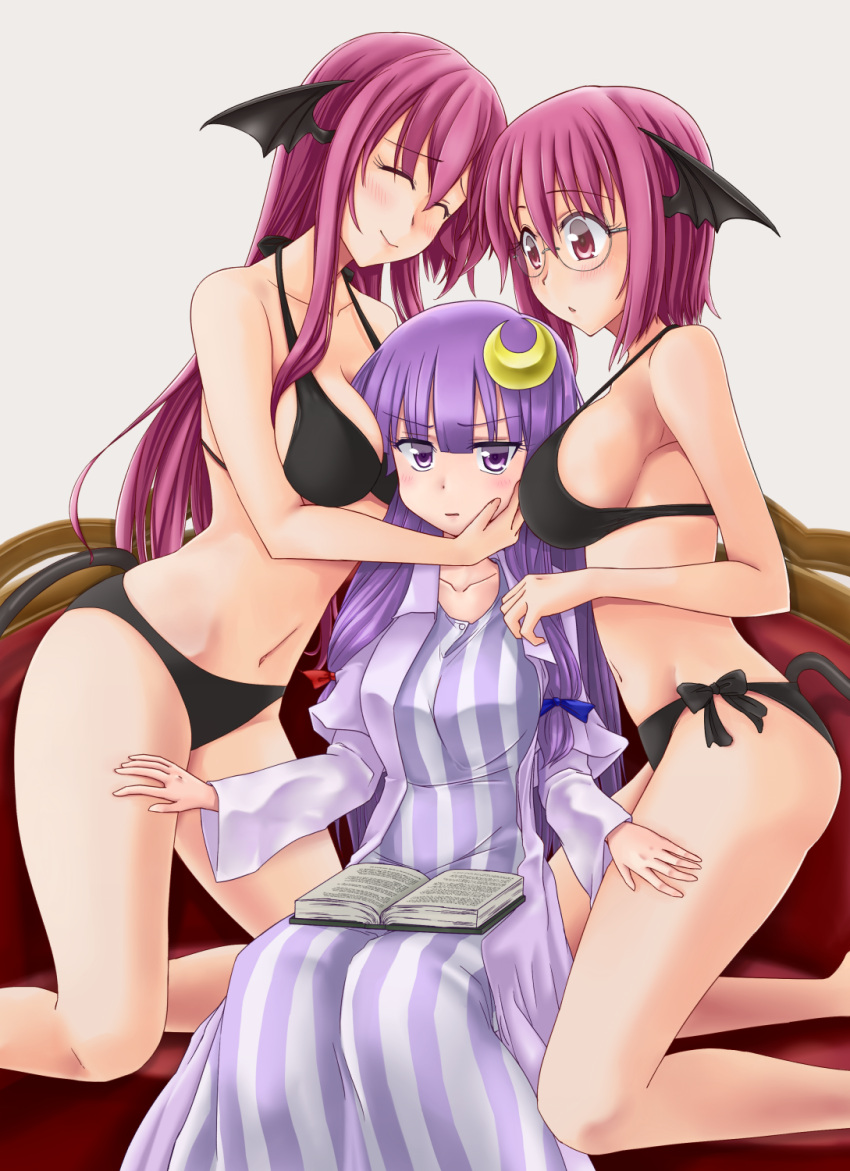 3692materia, 3girls, :/, :|, ^_^, alternate_costume, alternate_hair_length, alternate_hairstyle