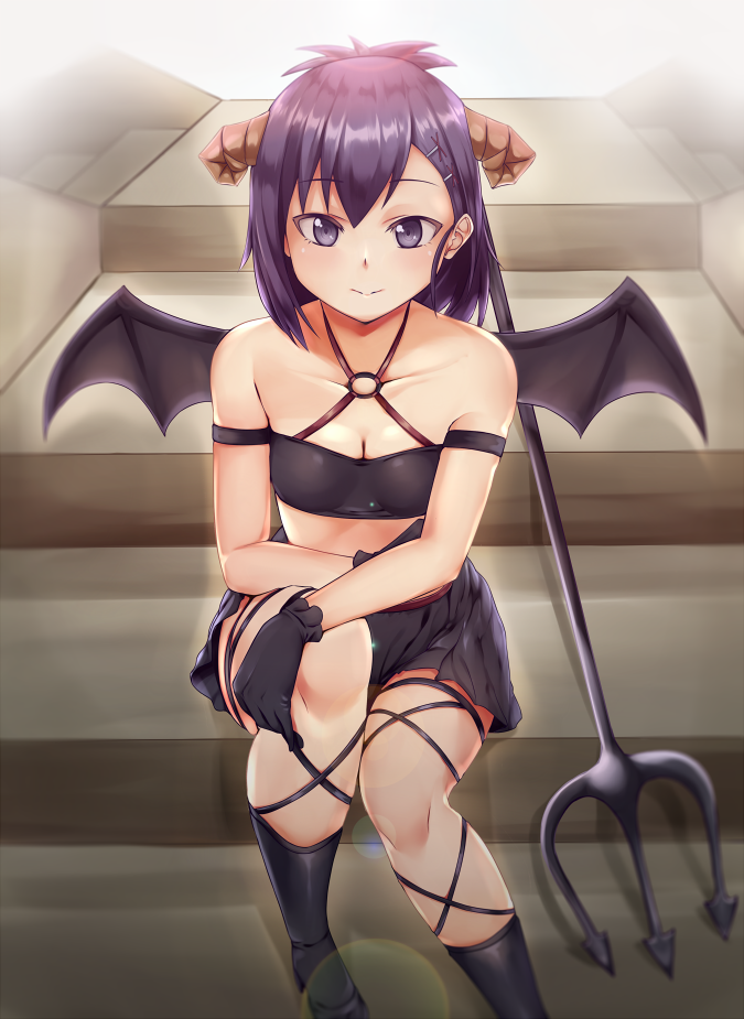 1girl, black_gloves, blush, breasts, cleavage, eyebrows_visible_through_hair, gabriel_dropout, gloves
