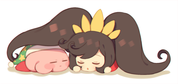 1girl, ashley_(warioware), black_hair, blush, chibi, closed_eyes, dress, hairband