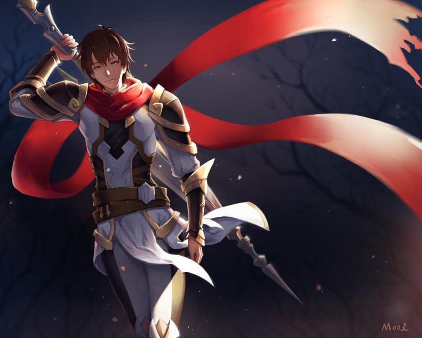 1boy, armor, black_hair, brown_eyes, highres, lord_grim, male_focus, mool_yuegang