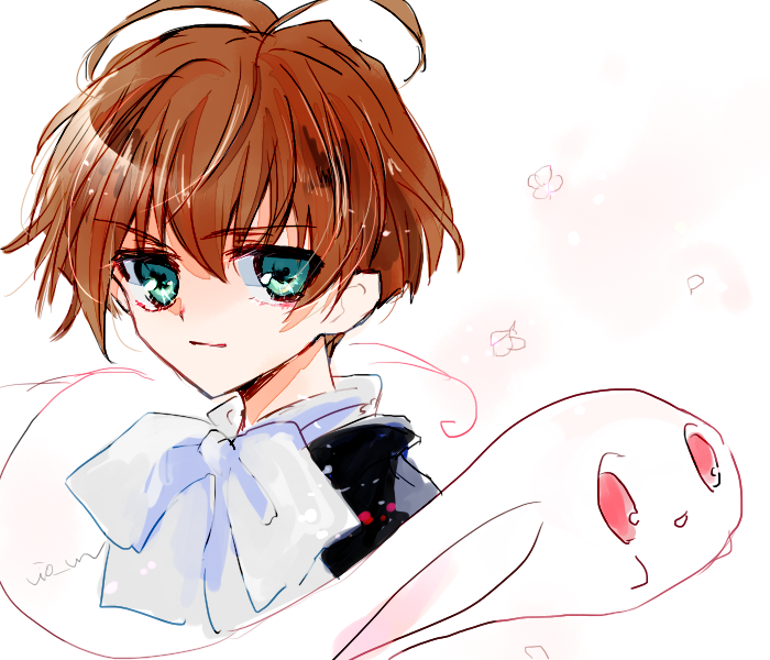 1boy, bow, brown_hair, ecchan, green_eyes, ilohasvio, loki_(matantei_loki_ragnarok), matantei_loki_ragnarok
