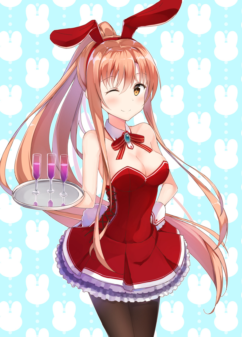 .com, alternate_costume, alternate_hair_length, alternate_hairstyle, animal_ears, asuna_(sao), bangs, bare_arms