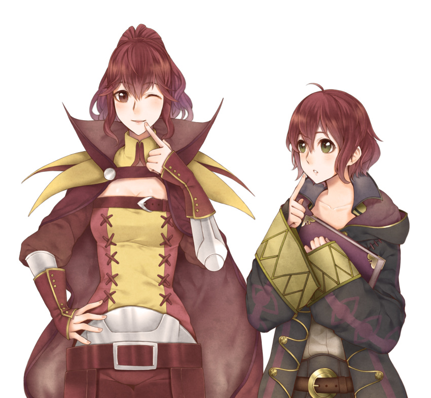 2girls, ahoge, anna_(fire_emblem), book, cloak, fire_emblem, fire_emblem:_kakusei, holding