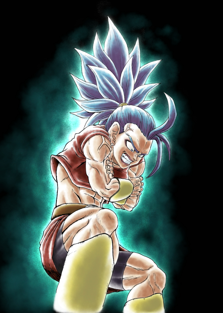 absurdres, aura, bike_shorts, bracelet, commentary_request, dragon_ball, dragon_ball_super, earrings