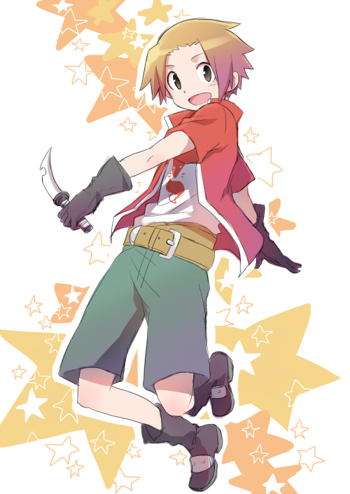 1boy, alba_(senyuu), belt, boots, brown_eyes, brown_hair, dagger, gloves
