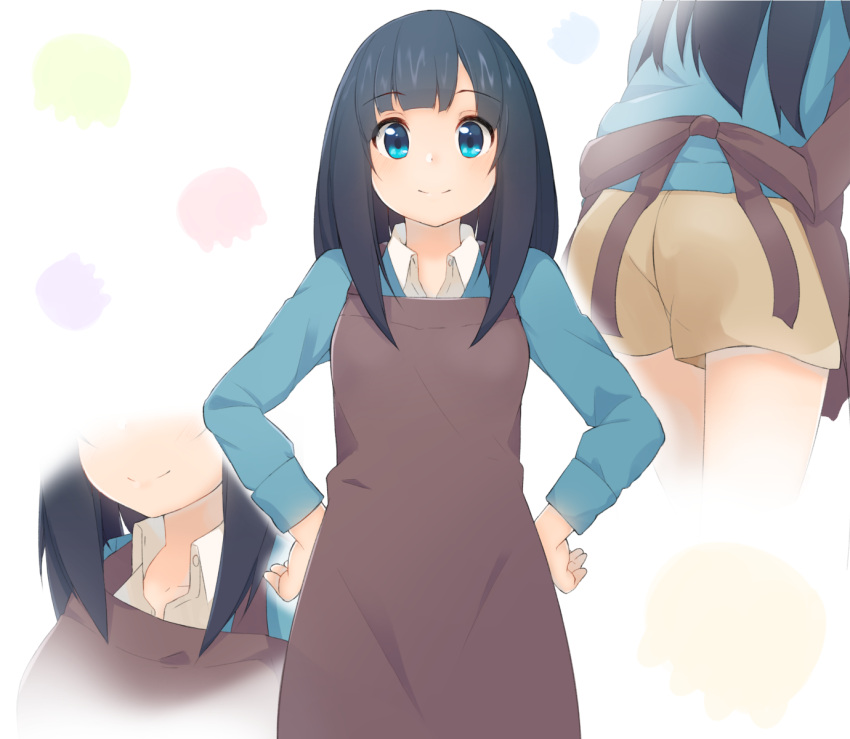 1girl, ahoge, ass, bangs, black_hair, blue_eyes, close-up, eromanga_sensei