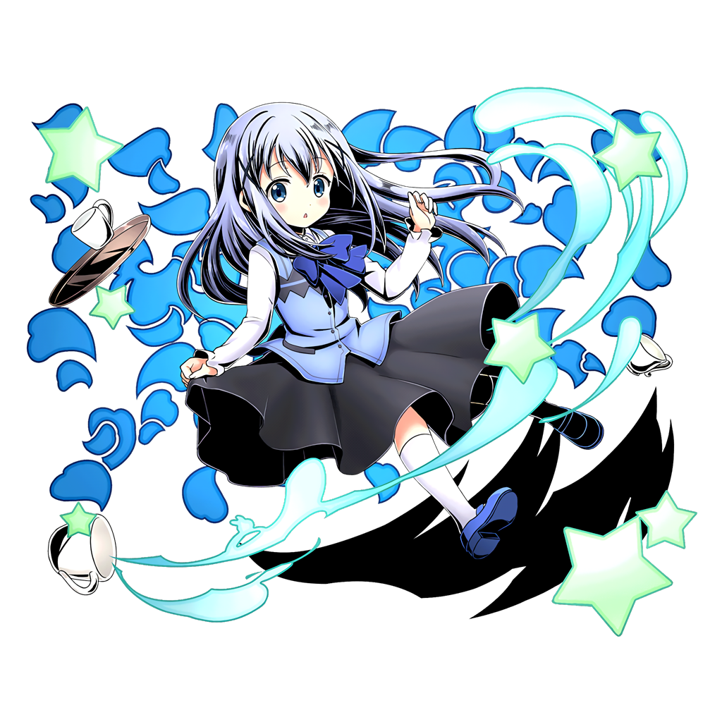 1girl, black_skirt, blue_bow, blue_bowtie, blue_eyes, blue_hair, bow, bowtie