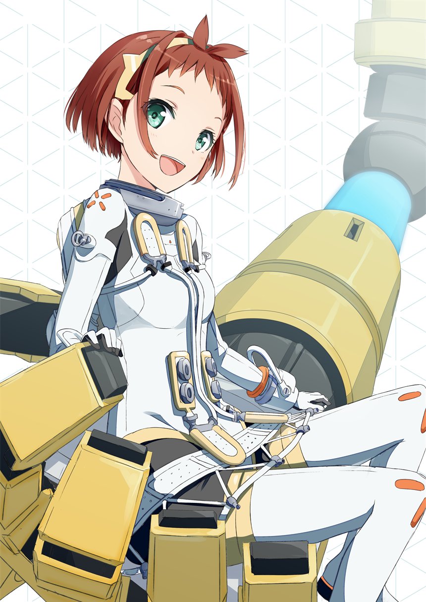 1girl, bodysuit, boots, brown_hair, gloves, gochou_(atemonai_heya), green_eyes, highres