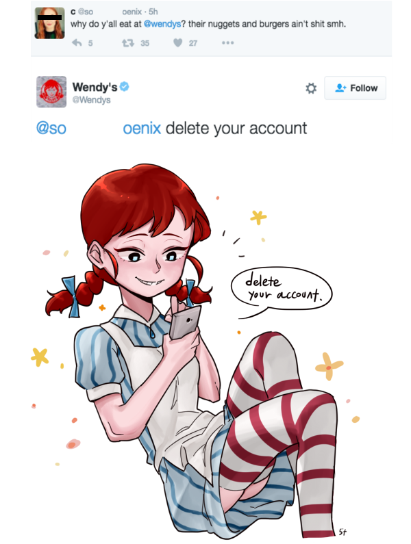 1girl, apron, blue_eyes, braid, cellphone, dress, english, invisible_chair, long_hair, looking_at_phone, phone, redhead, sitting, smartphone, smirk, solo, speech_bubble, sret, striped, striped_legwear, thigh-highs, twin_braids, twitter, vertical-striped_dress, vertical_stripes, wendy's, wendy_(wendy's)