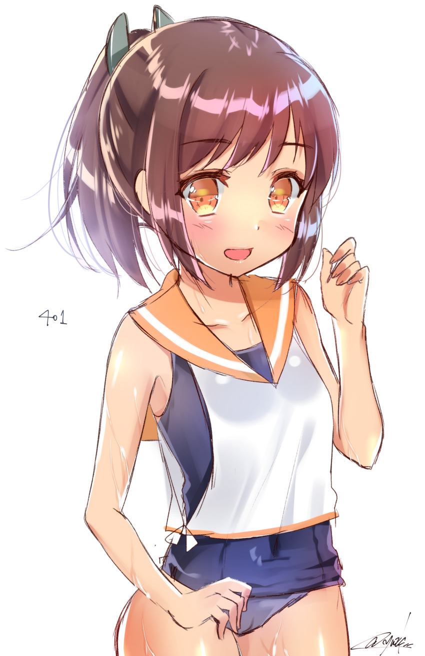 1girl, :d, absurdres, brown_eyes, brown_hair, character_name, eyebrows_visible_through_hair, highres