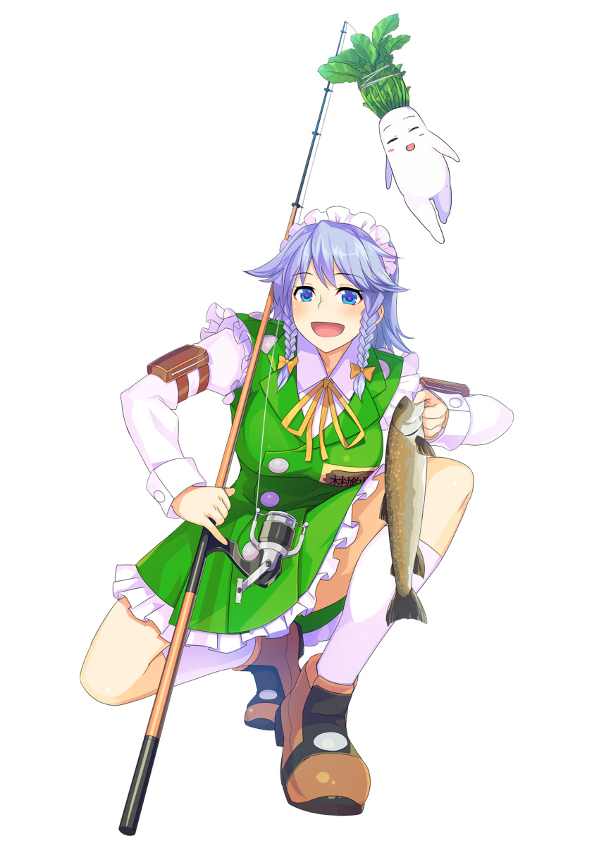 1girl, :d, bangs, blue_eyes, blue_hair, blush, bow, braid