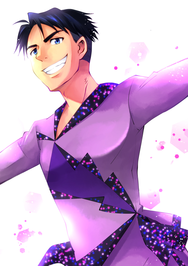 1boy, black_hair, blue_eyes, grin, hotbuggy, jean-jacques_leroy, male_focus, outstretched_arms