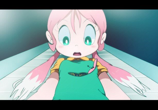 1girl, android, bright_pupils, cyborg, dress, eyelashes, female, green_dress