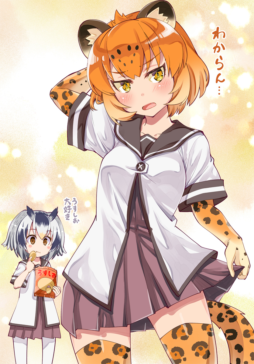 2girls, :i, arm_behind_head, arm_up, black_hair, blonde_hair, blush, blush_stickers