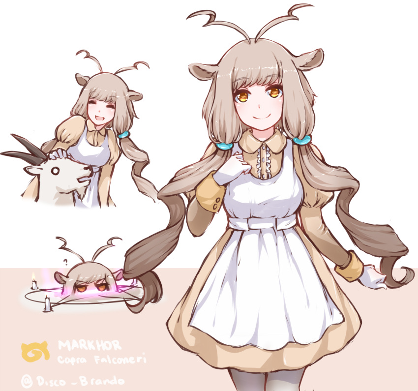1girl, ?, antenna_hair, apron, blank_eyes, brown_hair, candle, character_name