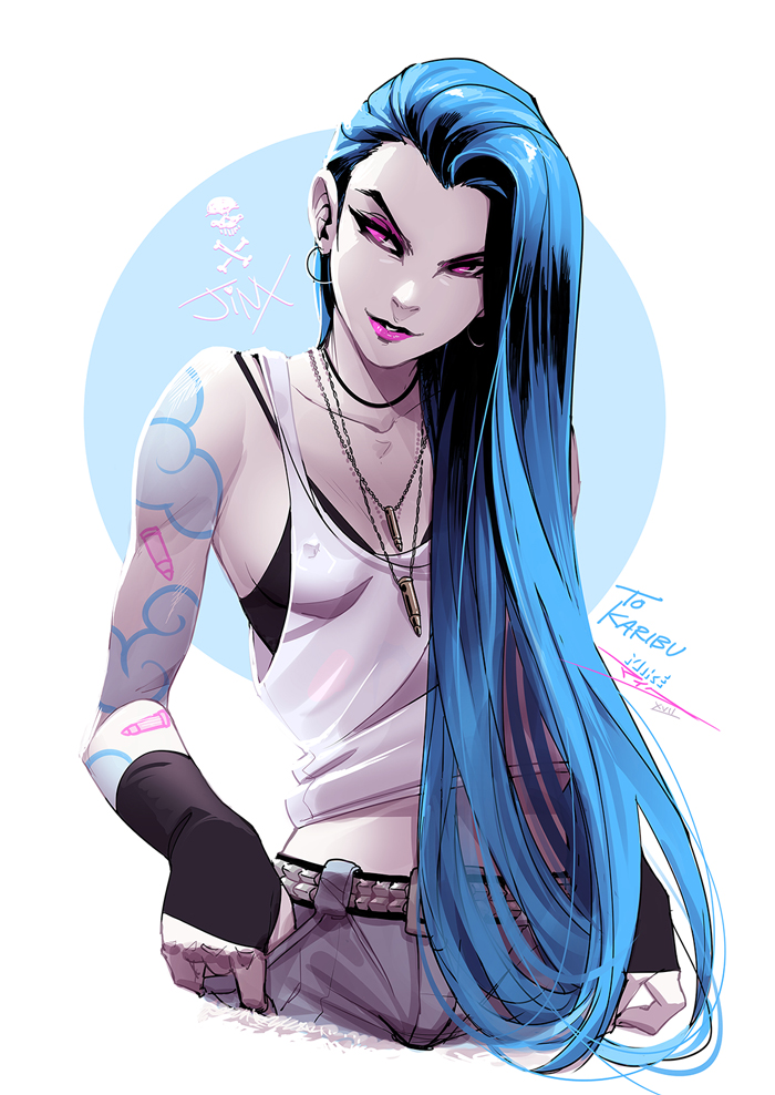 1girl, alternate_hairstyle, belt, black_bra, blue_hair, bra, bra_strap, breasts