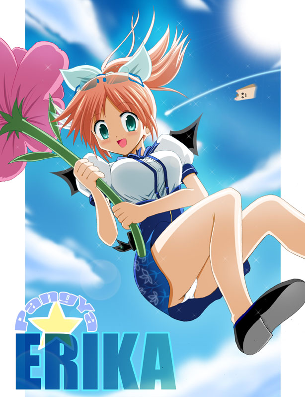 aqua_eyes, bat_wings, blush, flower, glasses, hana, minami_shinju, pangya
