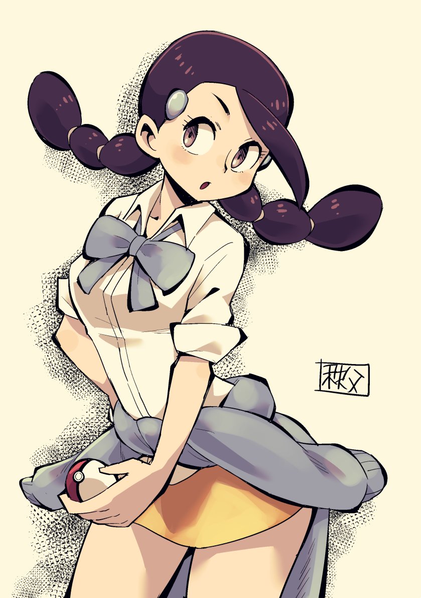 1girl, black_hair, blue_bow, blue_bowtie, blush, bow, bowtie, breasts