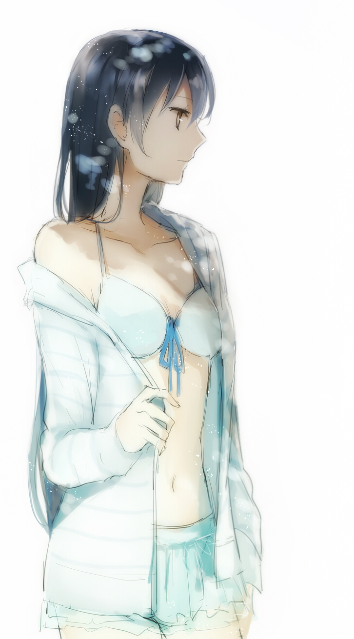 1girl, bikini, blue_hair, commentary_request, highres, long_hair, love_live!, love_live!_school_idol_project