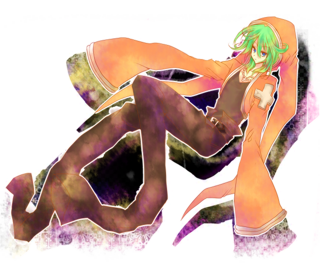 bad_id, cross, green_hair, hood, houshin_engi, ibara_riato, male, messy_hair