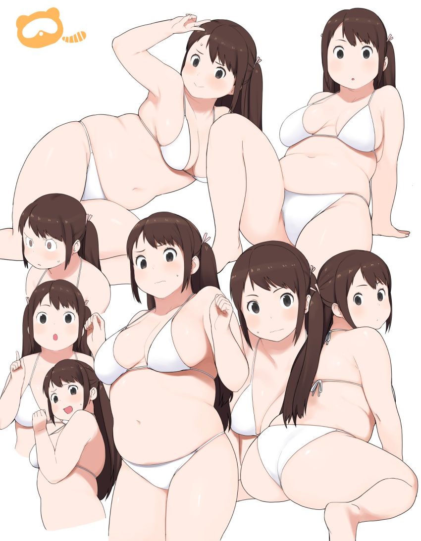 1girl, :d, accho_(macchonburike), ass, belly, bikini, blush, breasts