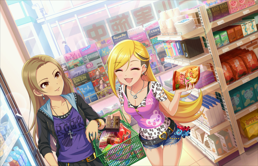 2girls, :3, :d, ^_^, animal_print, artist_request, bangs, belt