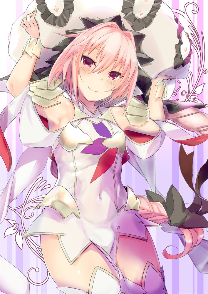 1boy, blush, braid, cape, cosplay, dress, fang, fate/apocrypha