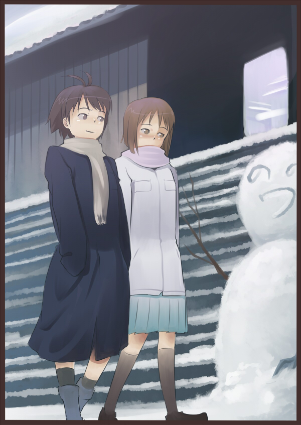2girls, aerodog, blush, brown_hair, hagiwara_yukiho, idolmaster, inu_(aerodog), inu_(pixiv32426)