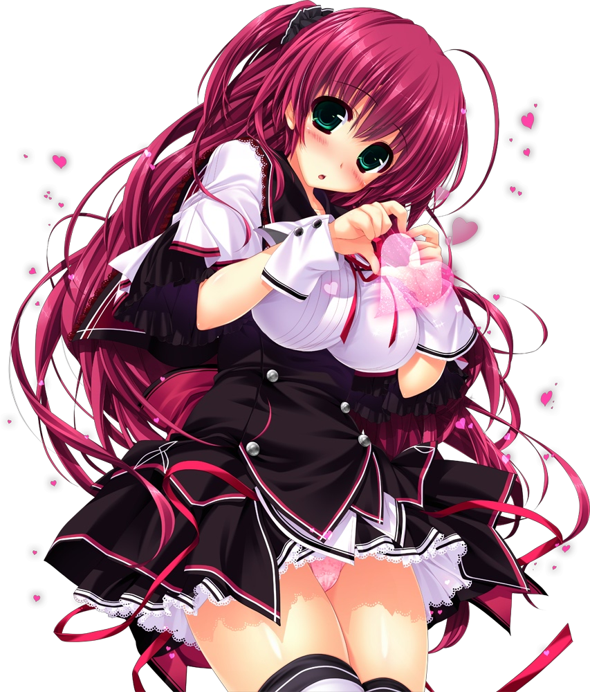 1girl, :o, ahoge, blush, dress, green_eyes, heart, heart_hands