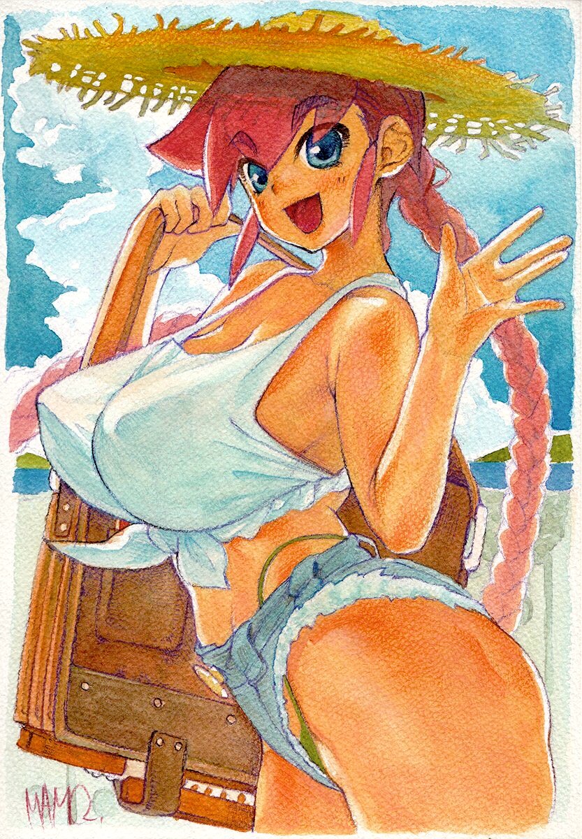 :d, ass, bare_shoulders, bikini, blush, braid, breasts, cleavage