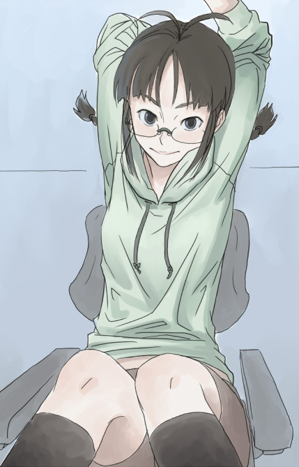 aerodog, antenna_hair, braid, brown_hair, glasses, idolmaster, inu_(aerodog), inu_(pixiv32426)