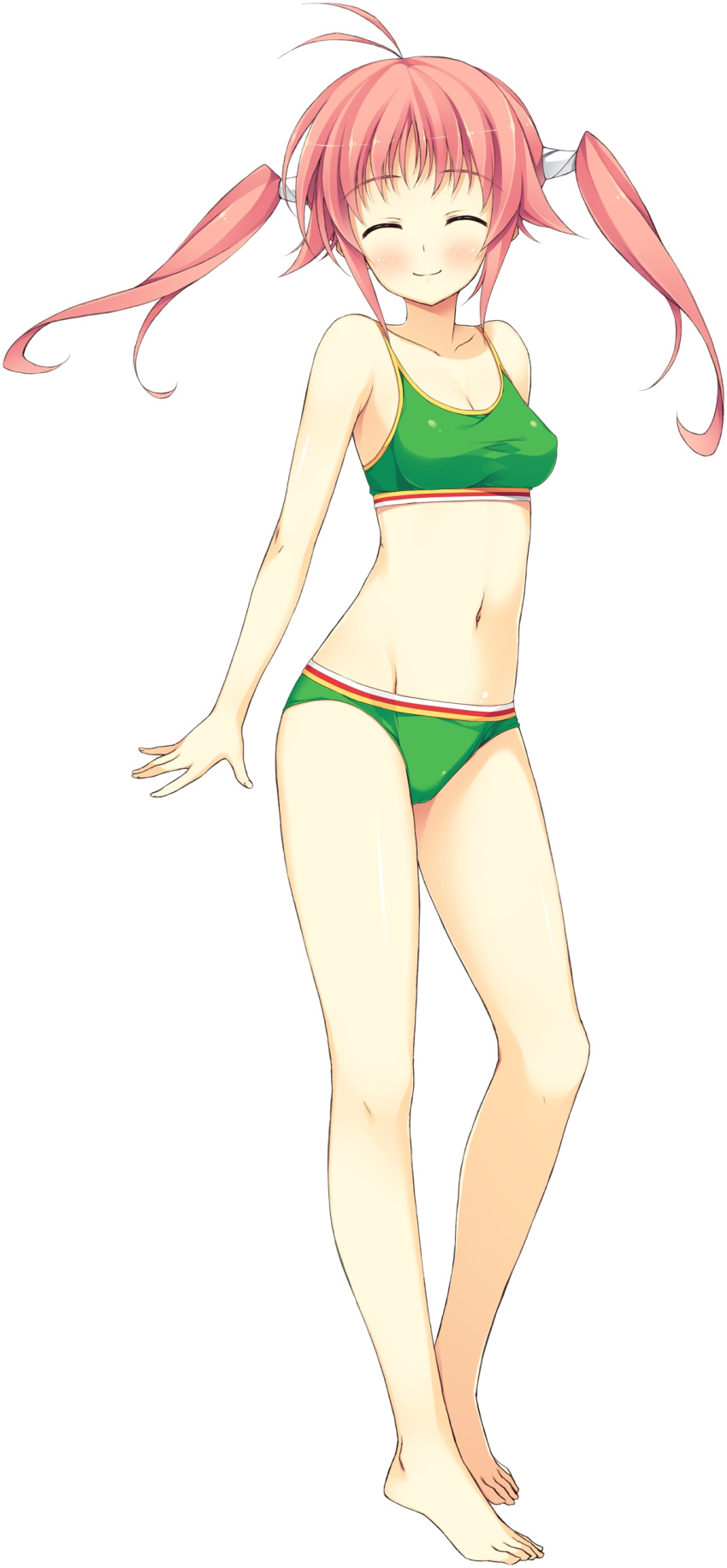 1girl, absurdres, bangs, bare_shoulders, barefoot, bikini, blush, breasts