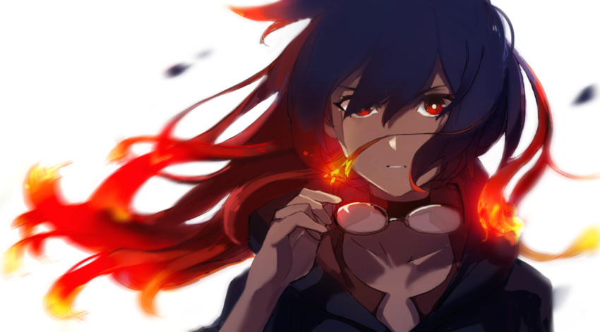 1girl, blue_hair, glasses, gradient_hair, henpei_saboten, little_witch_academia, long_hair, multicolored_hair