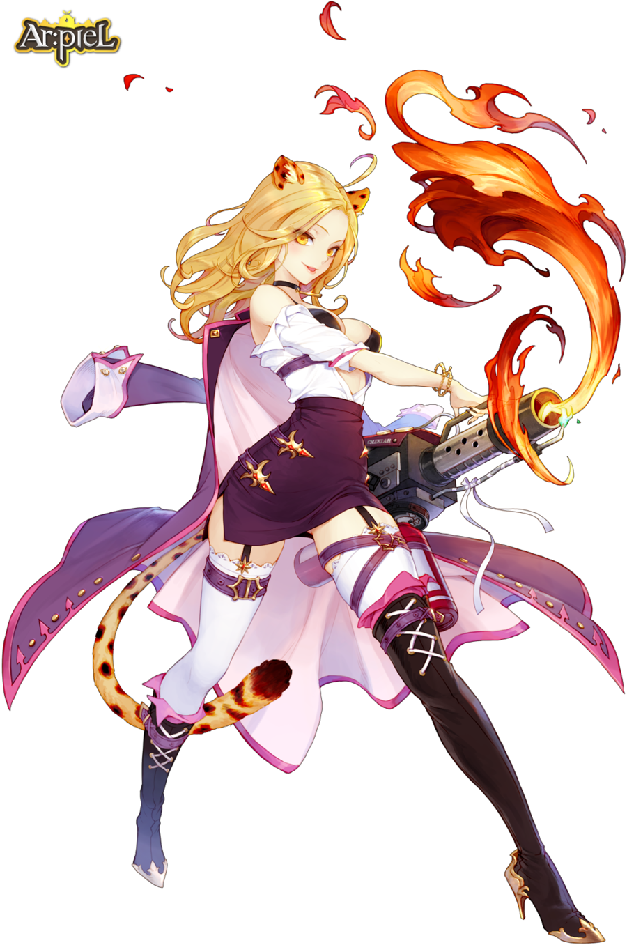 1girl, ahoge, arpiel, asymmetrical_legwear, bangs, black_bra, blonde_hair, boots
