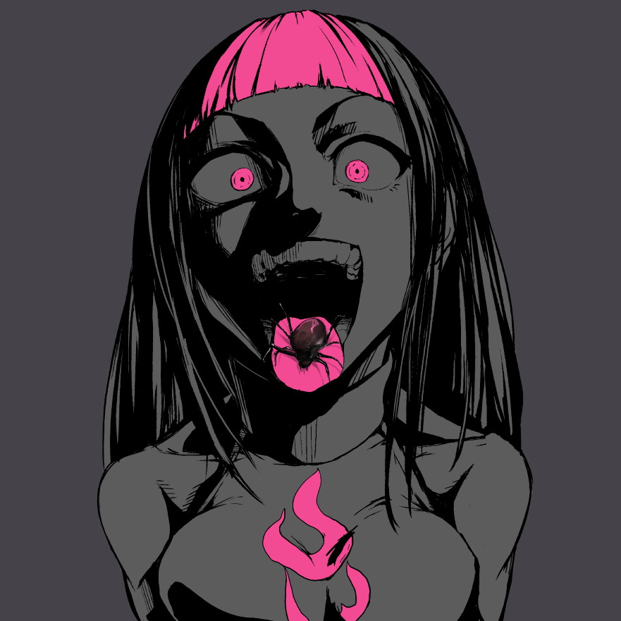 1girl, alternate_costume, alternate_hairstyle, bare_shoulders, bokkusu, crazy_eyes, crazy_smile, han_juri