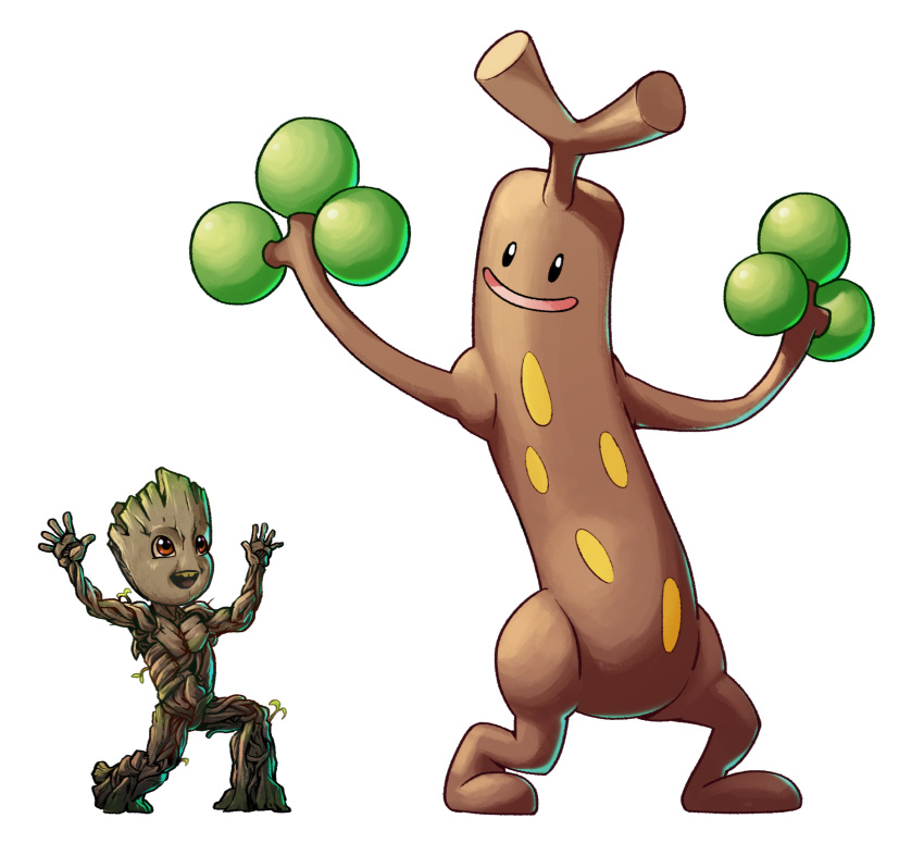 crossover, drawfag, groot, guardians_of_the_galaxy, hands_up, highres, marvel, no_humans