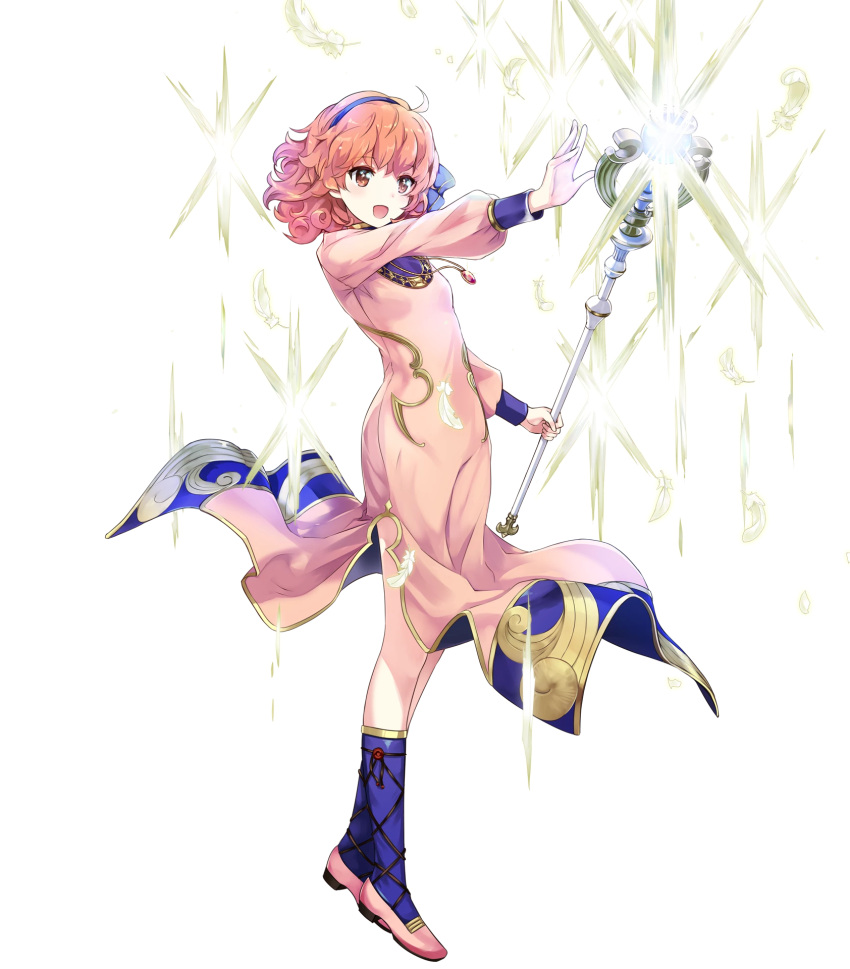 1girl, amagai_tarou, bangs, blue_legwear, brown_eyes, brown_hair, curly_hair, dress